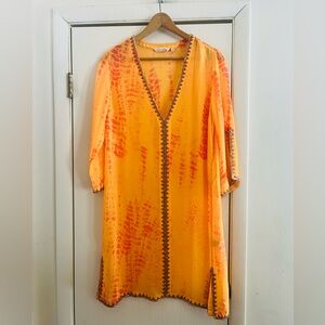 Soft Surroundings Tie Dye Sequin Resortwear St Barths Festival Kimono Cover Up M